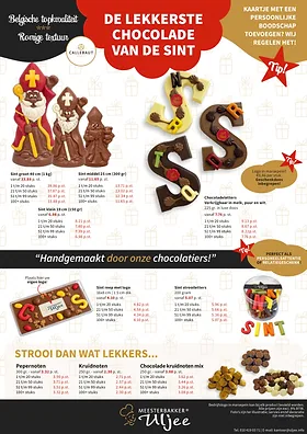 Folderpagina De lekkerste chocolade van de Sint, met chocoladeletters en figuren